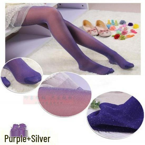 Pearlescent Glitter Lurex Pantyhose - Black, Open Crotch, Plus Size, Ultra-Thin, Sexy Silver Thread, Colorful and Shiny.