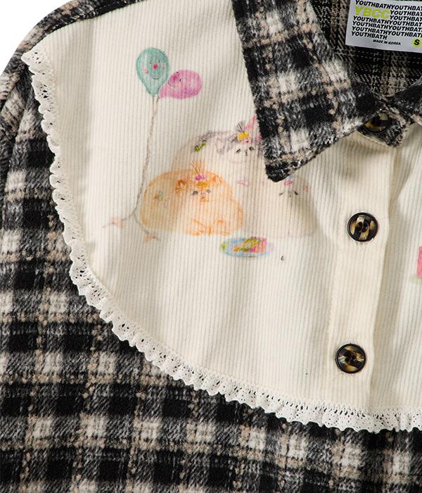 YOUTHBATH Клетчатая рубашка-overshirt с передней планкой_Черная