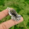 Pear Turritella Agate Gemstone White Topaz 925 Silver Anniversary Wife Pendant