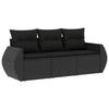VidaXL Salon de jardin 3 pcs avec coussins noir résine tressée 3221054