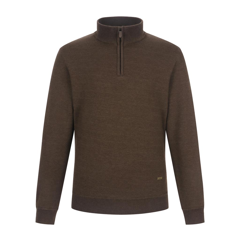 FERRAROMILANO Fleece-Bonded Half-Zip Sweater Brown (Amserd40257)