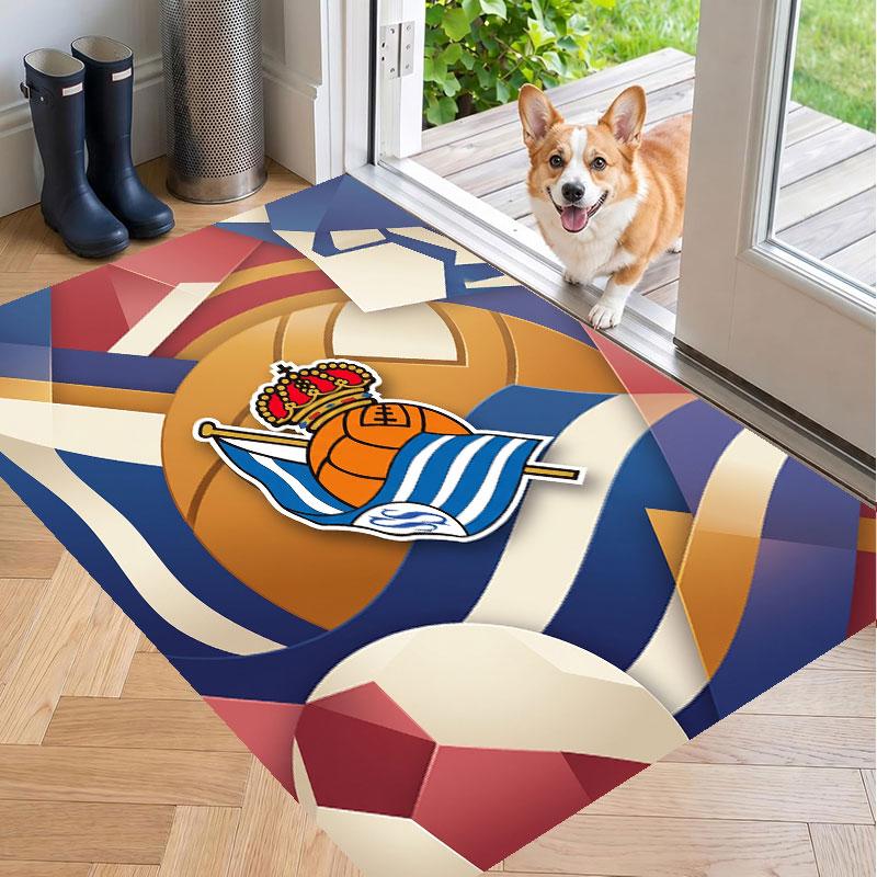 Soft Floor Carpet Real Sociedad FC Pattern Area Rug Decorative Mat For Home Room Decoration