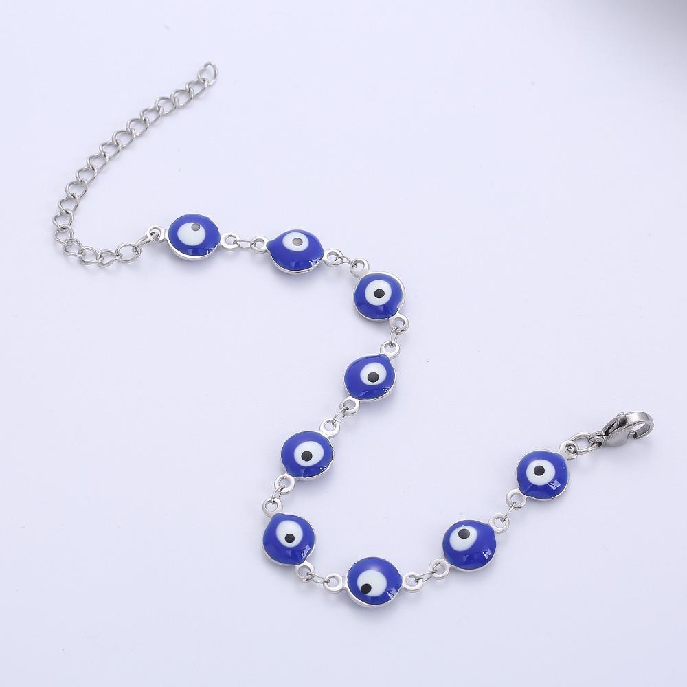 Friendship Turkish Unisex Demon Eye Bracelet Metal Lucky Women Bracelet Korean Style Hand Chain
