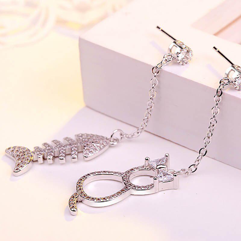 Серьги Lindon с цирконием, в форме кошки, рыбы, ювелирные изделия, серьги-капли для женщин, подарки для свадебной вечеринки