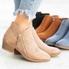 Autumn New Women's Boots European and American Round Head Side Zipper Thick Heel Women's Leather Boots Large Size Fashionable Solid Color Short Boots