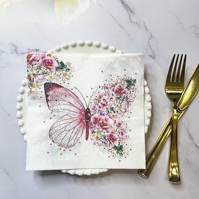 20 шт./упак. 33*33 см 2-слойные одноразовые салфетки для вечеринок с цветочным узором