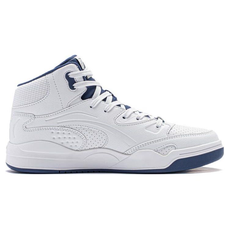Li-Ning Desert Original Fabric Synthetic Leather Non-Slip Wear-Resistant Breathable High-Top Sneakers Men Sneakers White Blue AGCT285-1