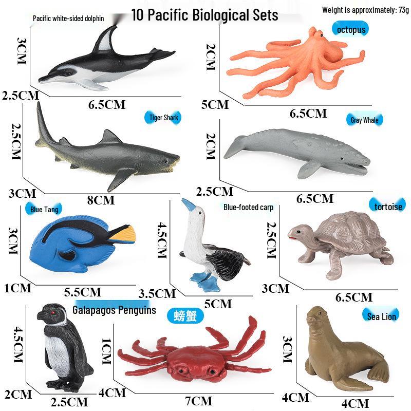 Ocean Wildlife Simulation Toy Set: Sea Turtle, Shark, Whale, Sea Lion, Tiger Shark, Manta Ray, Seal, Grouper.
