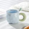 Milk Fufu Mug with Lid Spoon Cute Girl High-looking Ceramic Coffee Cup Couple Office Breakfast Cup