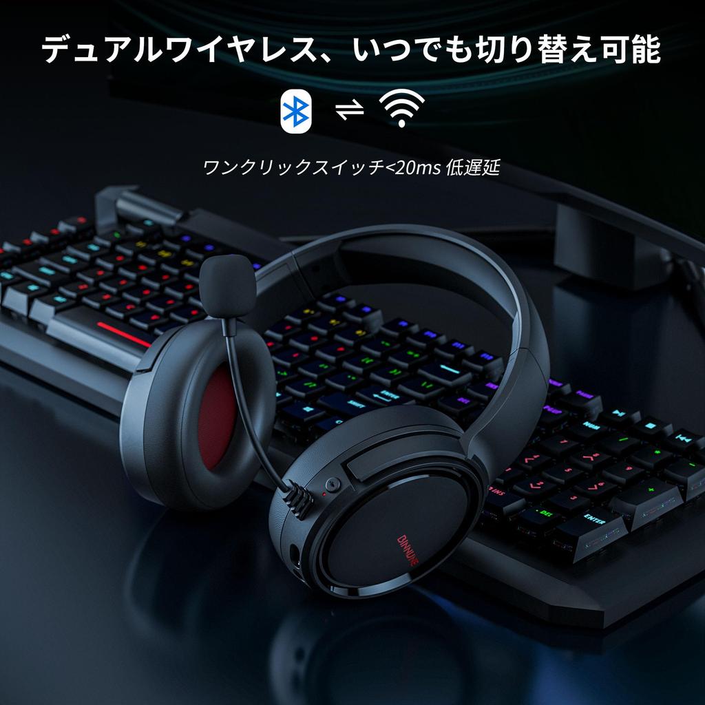 BINNUNE PS5 Wireless Gaming Headset with Noise Mute USB Wireless and 150 Hours of Continuous Compatible with FPS and Switch BW02 Cancelling, Function,
