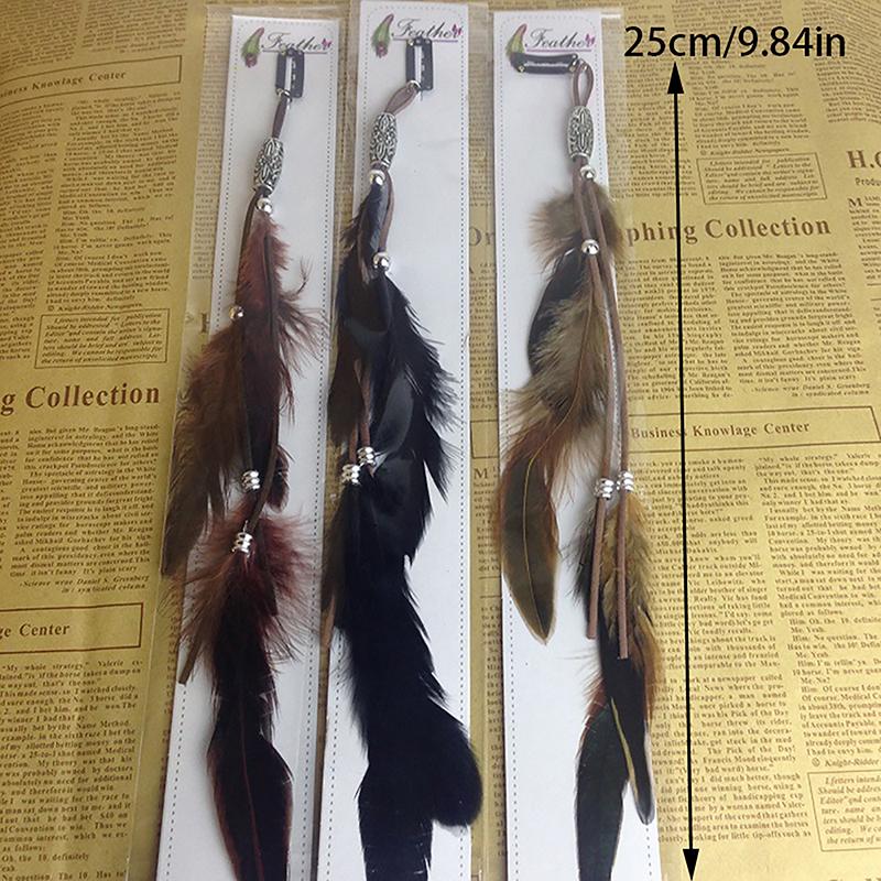 Заколка для волос с перьями, кожаная натуральная заколка для волос с перьями, головной убор в стиле ретро, аксессуар для волос с перьями, индийская заколка для волос с курицей в этническом стиле