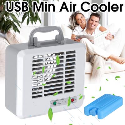 Портативный мини-кондиционер с 3 скоростями, USB-вентилятор для охлаждения, тихий, быстро охлаждающий, для дома и офиса, перезаряжаемый, мини-настольный вентилятор-охладитель, серый
