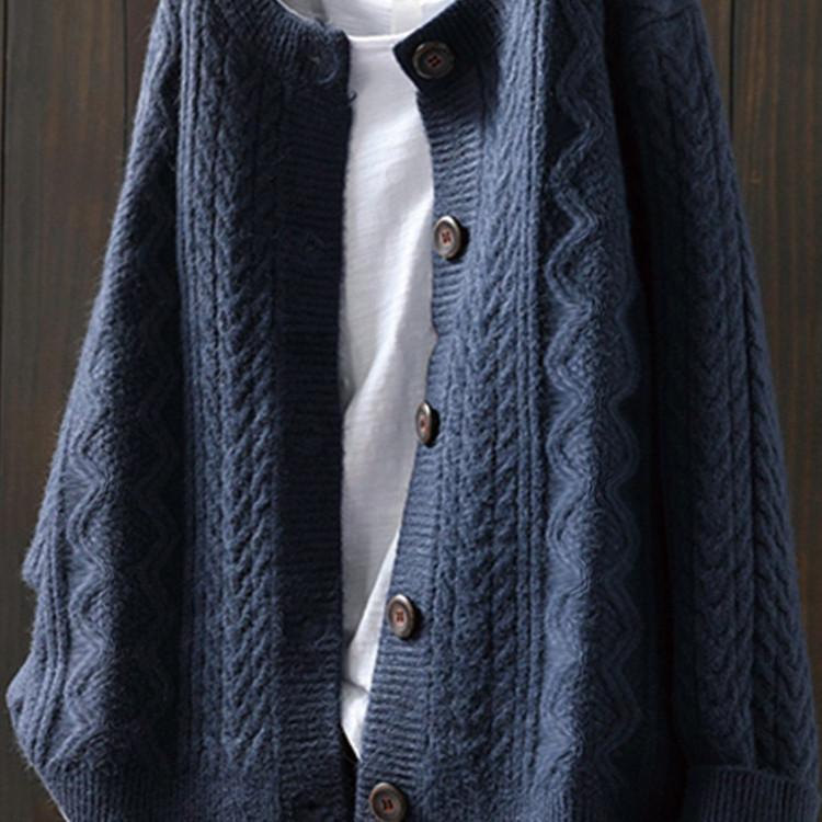 2025 Autumn and Winter New Collection Lazy Slimming Casual Simple Western-Style Women's Sweater Jacket Anti-Aging Top Knitted Cardigan