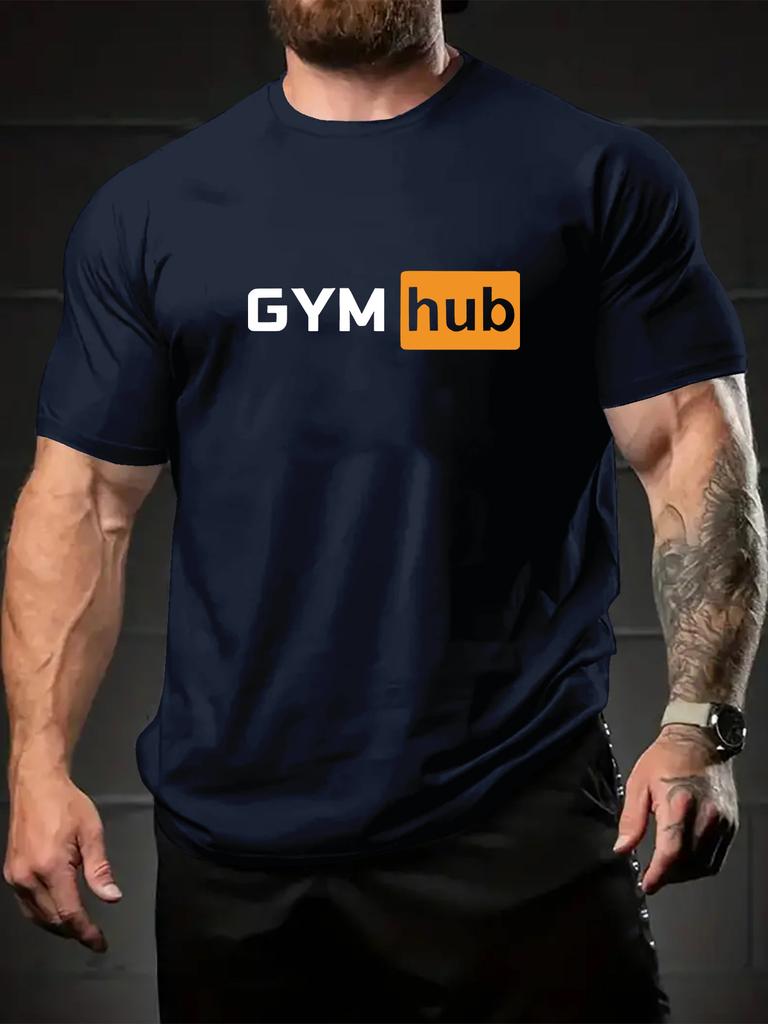 GYM Summer Trendy Casual Printed Shortsleeved Tshirt for Unisex Loose Roundneck Breathable Top