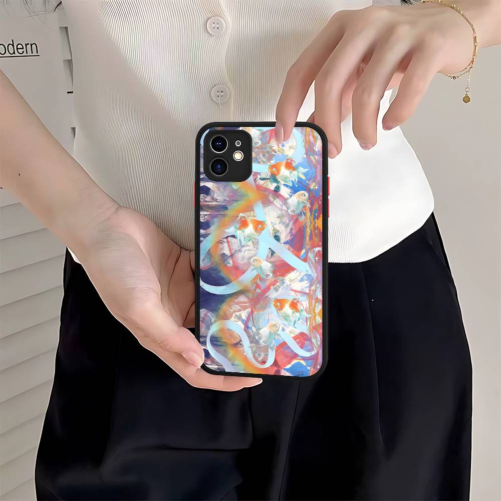 Fun Creative Cute Goldfish Phone Case For IPhone 16 15 14 Plus 15 13 12 11 Pro Max X XS MAX Matte Cover