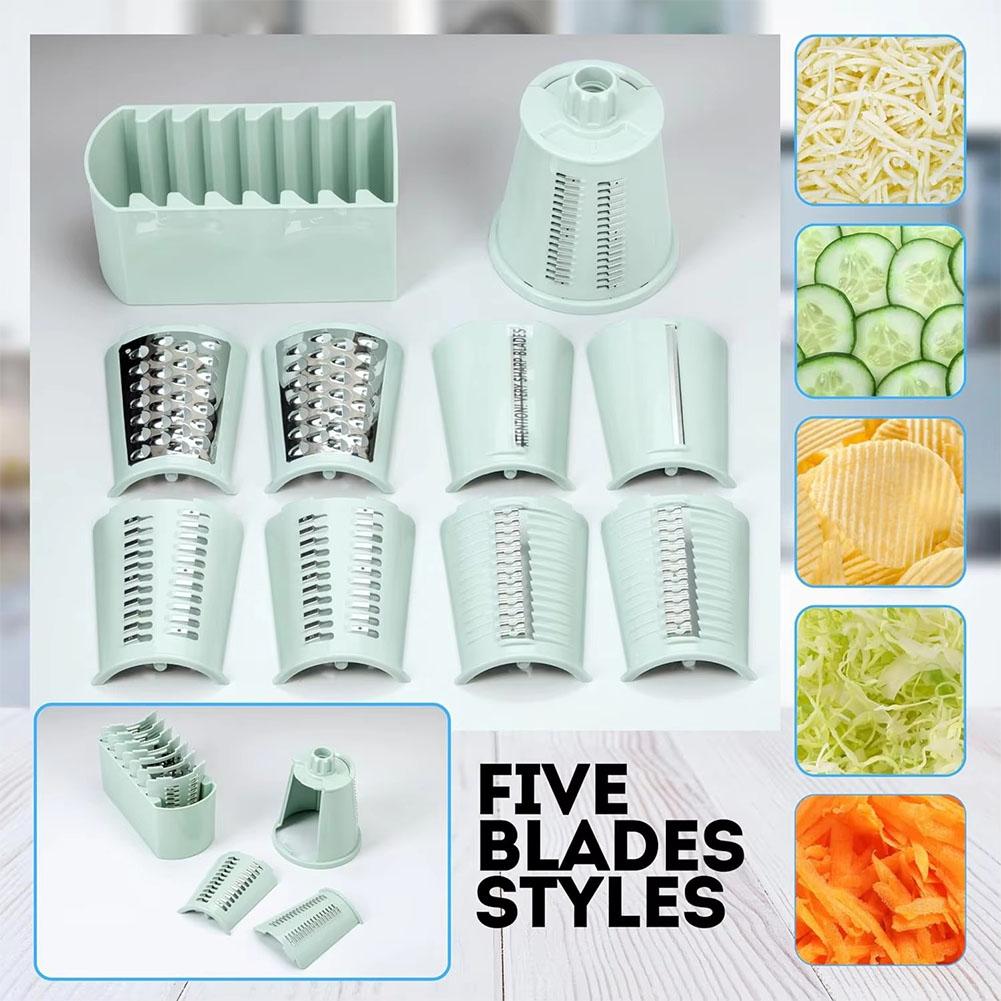 5 In 1 Rotary Cheese Grater With Handle Manual Vegetable Grinder Graters Base Suction J4Z6