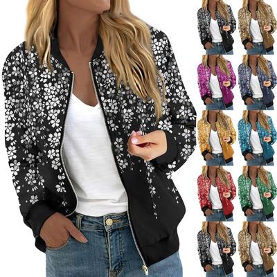 Куртки женские с длинным рукавом, легкие, на молнии, укороченные, с принтом, верхняя одежда, повседневные, стеганые куртки с карманами