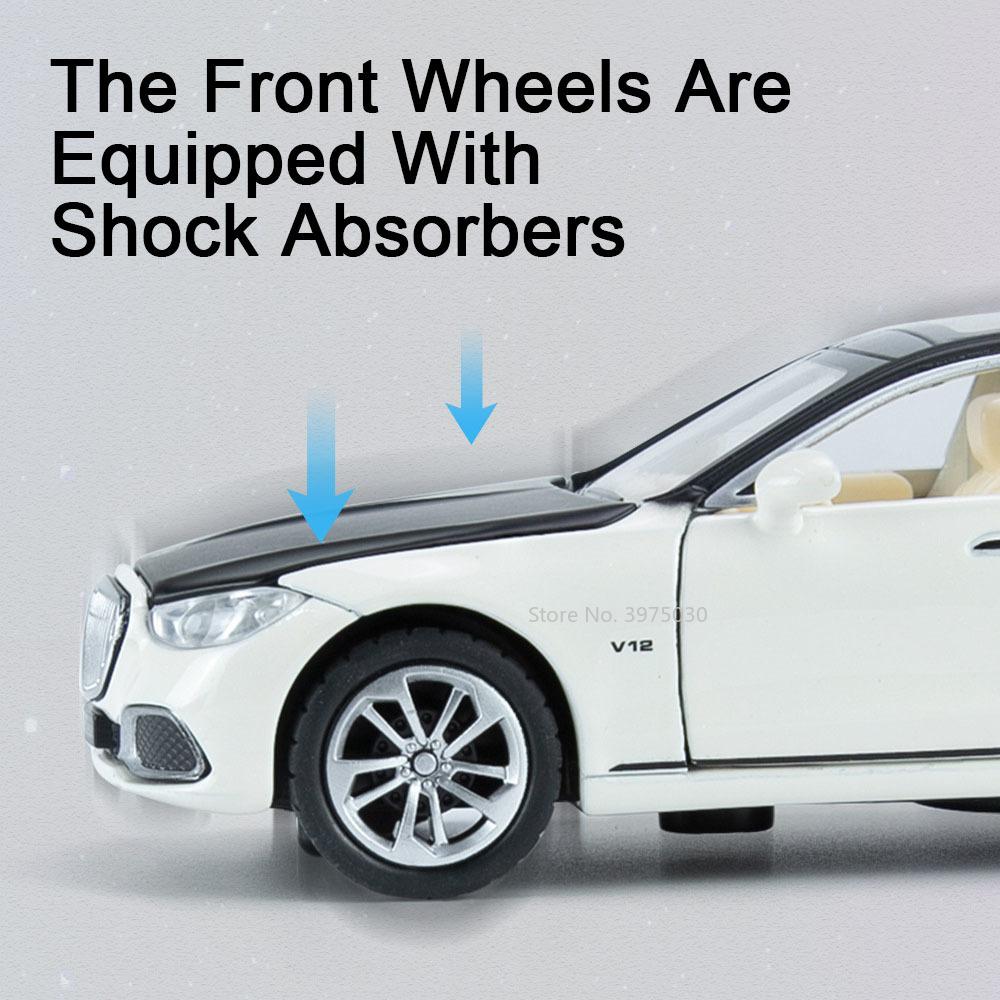 1/32 Alloy Diecast Benz Maybach S680 Car Model Scale Toy High Simulation Vehicle Door Can Open Pull Back Collect Decorative Toys