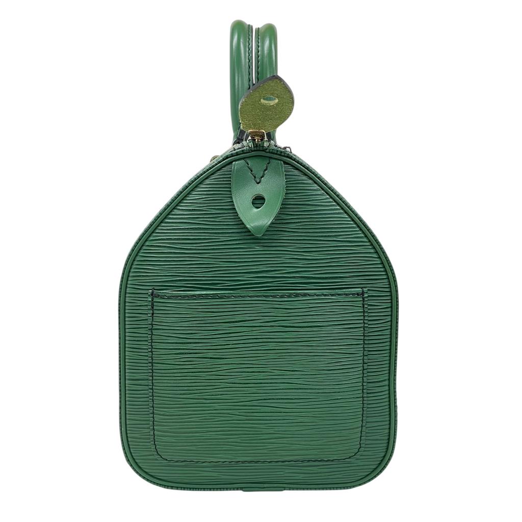 Подержанная сумка Boston Louis Vuitton Epi Speedy 25 M43014 из кожи Epi зеленого цвета, оригинал 1214