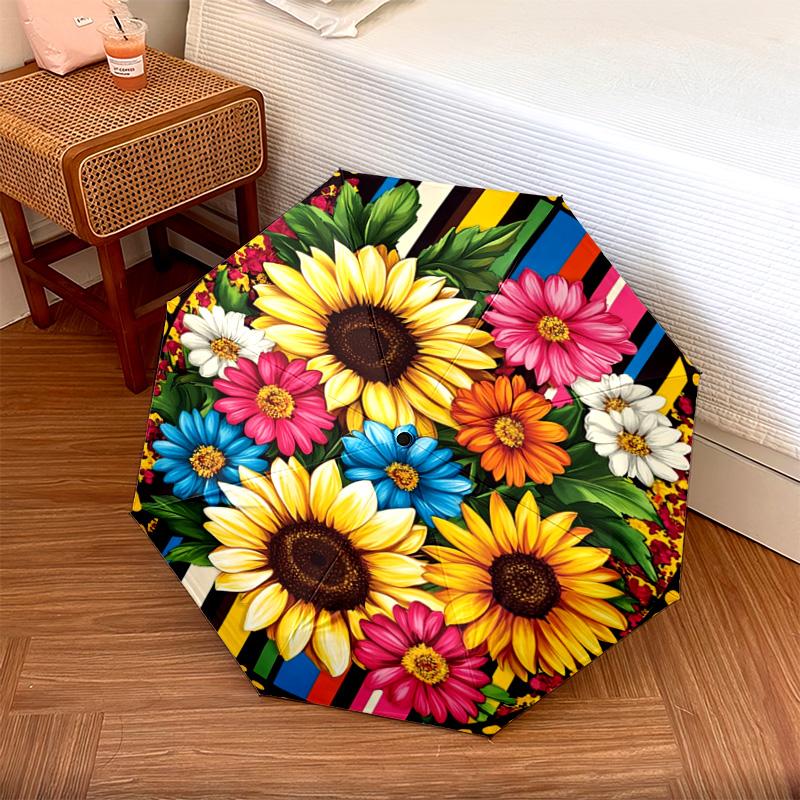 1 шт. Автоматический складной зонт - Рисунок подсолнухов, Портативный и складной дизайн с 8 спицами, Подарки на Рождество и день рождения