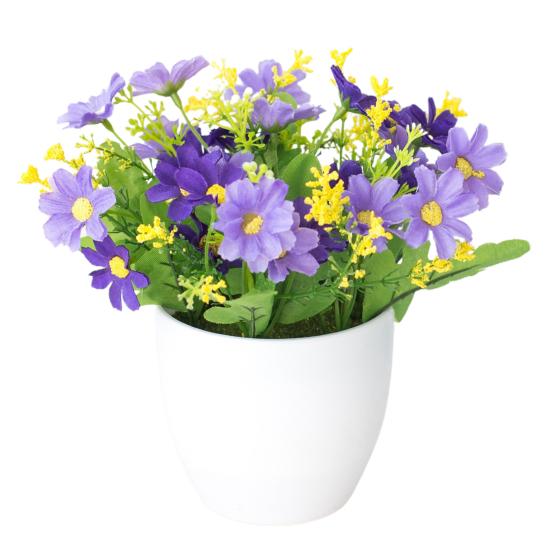 Имитация бонсай астры офисный декор для рабочего стола пластиковый красочный свежий искусственный цветок в горшке для вечеринок