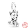 Classic 925 Sterling Silver Red Circle Enamel Puppy Bead Charm Fit Original 3mm Bracelet Bangle Wedding Party DIY Jewelry