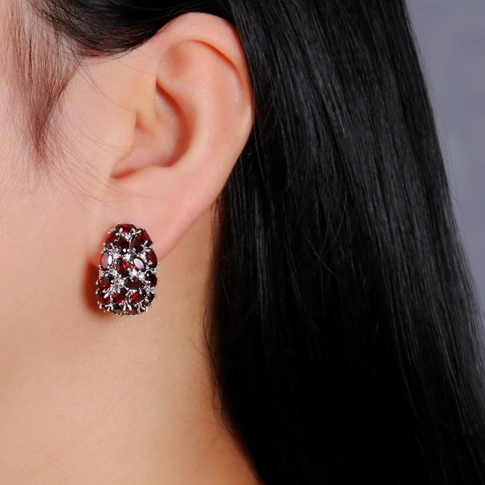 Удивительные серьги-кольца из стерлингового серебра 925 пробы, комплект ювелирных изделий из натурального красного граната, драгоценный камень из Мозамбика, женский подарок на годовщину