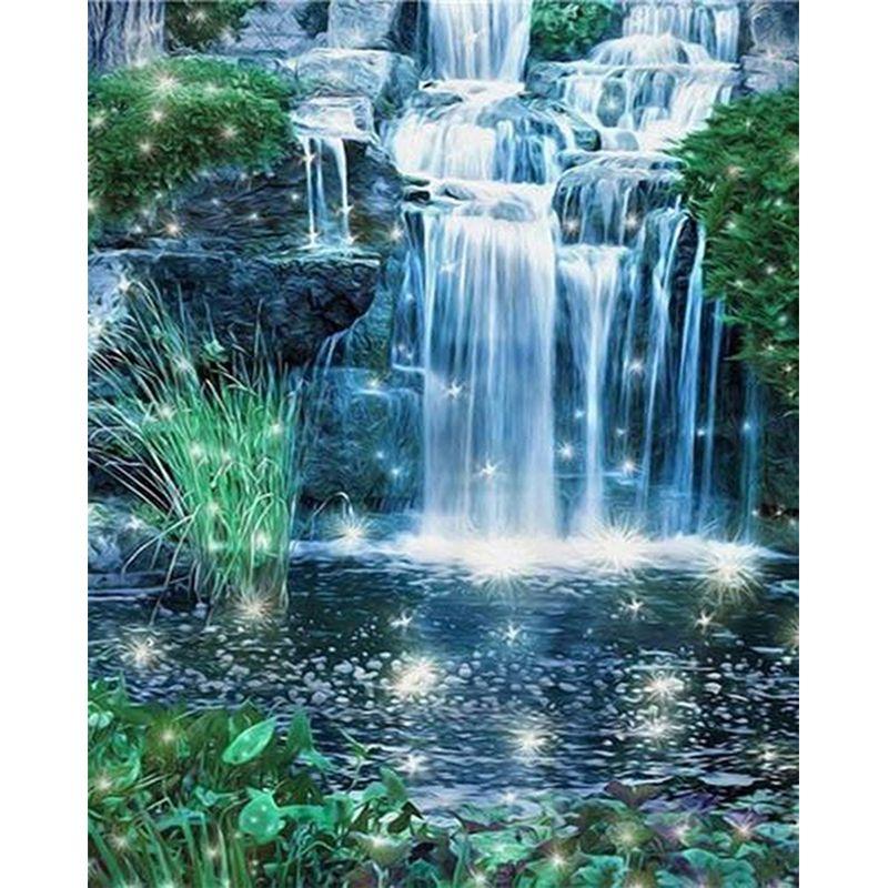 Diamond Embroidery Waterfall Landscape Picture Of Rhinestone 5D Diamond Painting Mosaic Needlework Handmade Gift