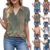 Женские рубашки, летние деловые повседневные рабочие топы с коротким рукавом, застегивающиеся на пуговицы, воротник, V-образный вырез, блузка, футболка