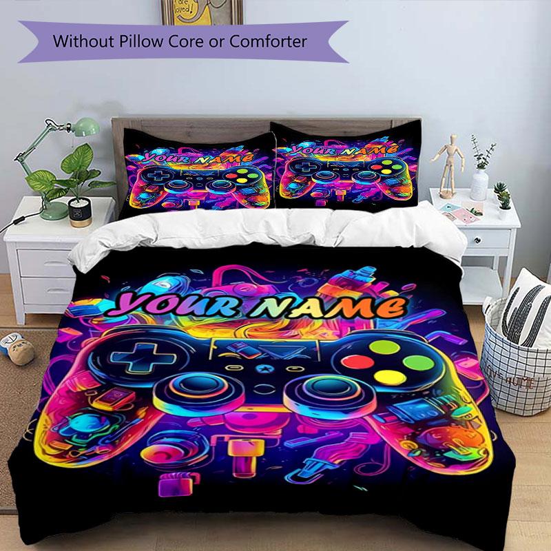3pcs Custom Name "Vibrant Adventure" Bedding Set Printed Bedding Set Duvet Cover Closure Includes 1 Duvet Cover & 2 Pillowcases Bedroom Decor
