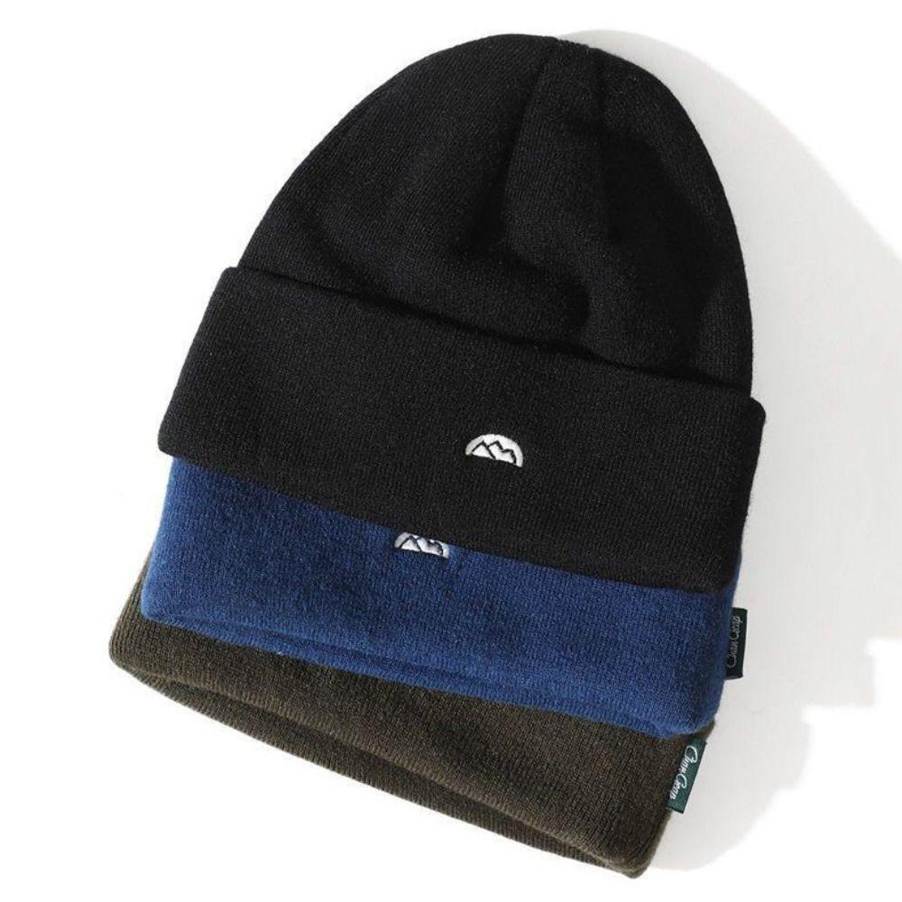 Thickened Cuffed Skull Cap Elastic Cycling Skiing Hat Casual Knitted Beanie Hat