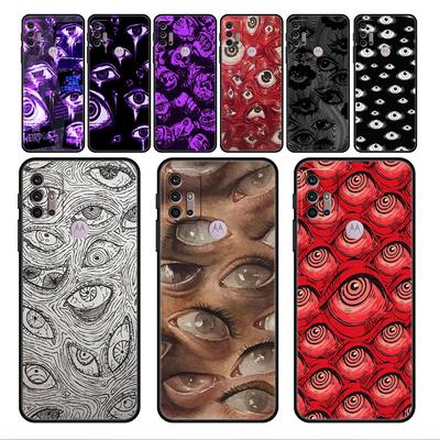 Чехол со смайликом со страшным лицом и глазами для Motorola G30 G60 G22 G9 Play G82 G52 G8 G9 G50 One Fusion Edge 20, черные мягкие чехлы для телефона