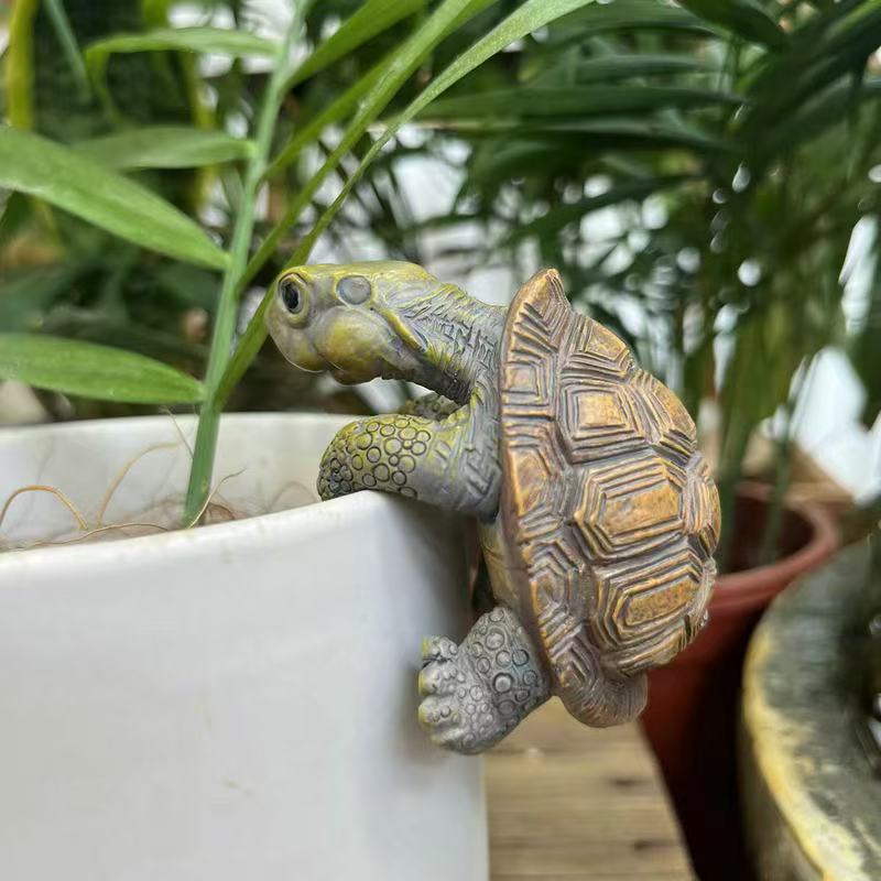 Creative Craft Aquarium Turtle Statue Cute Simulation Turtle Hanging Resin Figurine Animal Sculpture Ornament Home Garden Decor