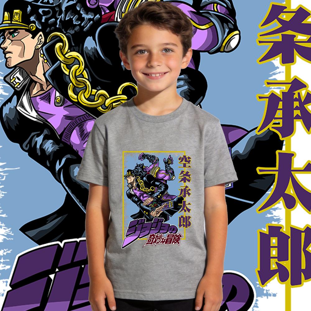 Jojo Jotaro Anime Print Boys Girls Cotton T Shirt Casual Short Sleeve Kids Clothing Soft Breathable Summer Top