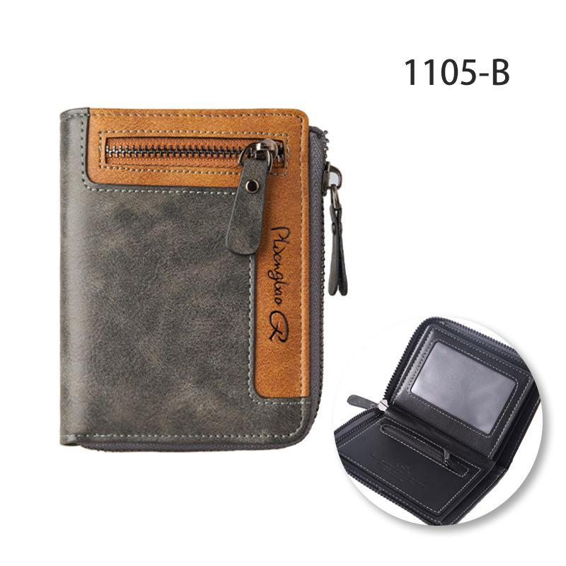 Мужской высококачественный кожаный кошелек на молнии с держателем для удостоверения личности и кошельком для монет