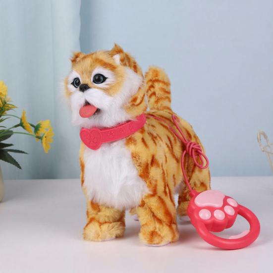 Электрическая плюшевая игрушка для питомца с движением облизывания языка, реалистичными звуками, интерактивная ходячая собака/кошка, плюшевая игрушка с поводком, обучающая интерактивная игрушка