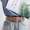 All-match Casual Vintage Square Buckle Waistband PU Leather Belt Pants Bands Ladies Dress Belts