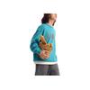 Li Ning Weekend Молодежный пуловер с принтом букв, круглым вырезом и длинными рукавами, унисекс, рифово-синий AWDU785-4