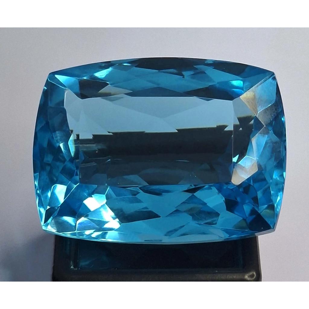 Cushion Cut Lab Created Blue Topaz 122-124 Ct Fabulous Certified Loose Gemstone