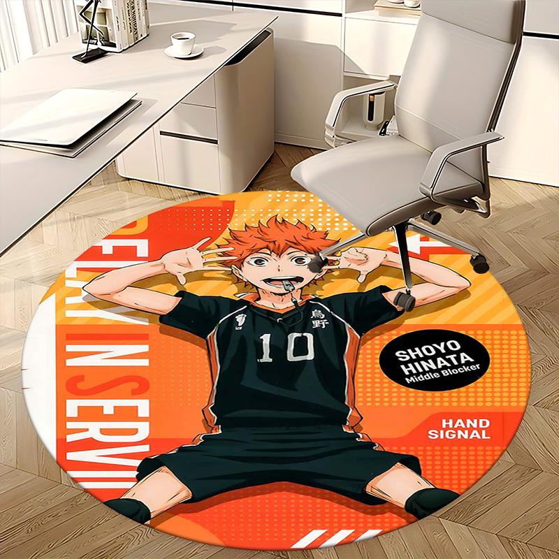 1 шт. Круглый ковер Haikyuu Шоё Хината 10, Коврик под офисное кресло, Нескользящий ковер для декора дома, Сезонный подарок, Подходит для офиса, гостиной