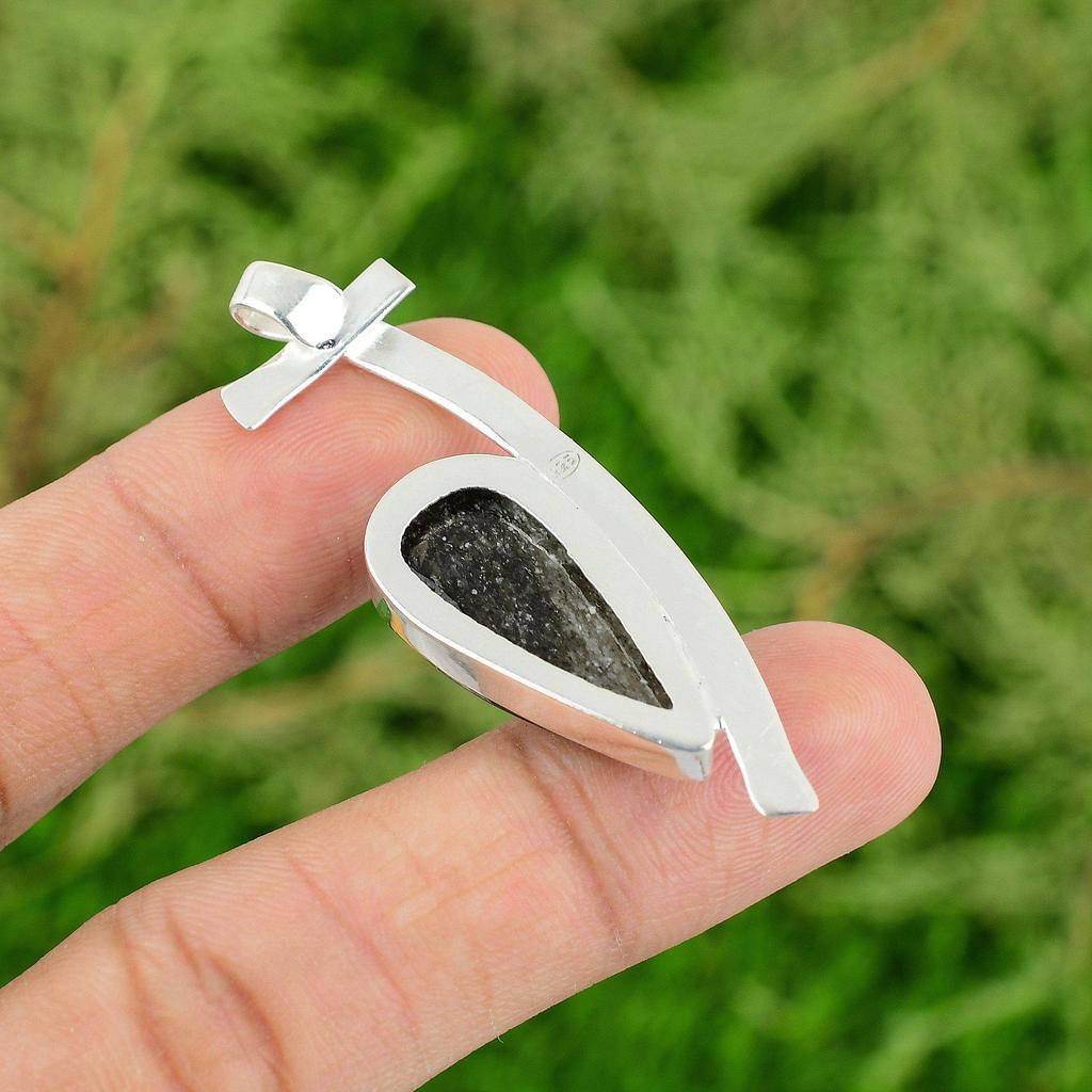 Daughters Day Sale 925 Silver Natural Black Sunstone Anniversary Wife Pendant