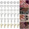 3D Exquisite Heart Crown Five-pointed Rhinestones Nail Charms Luxury Gold/Silver Diamond Jewelry Nail Decoration Accessories