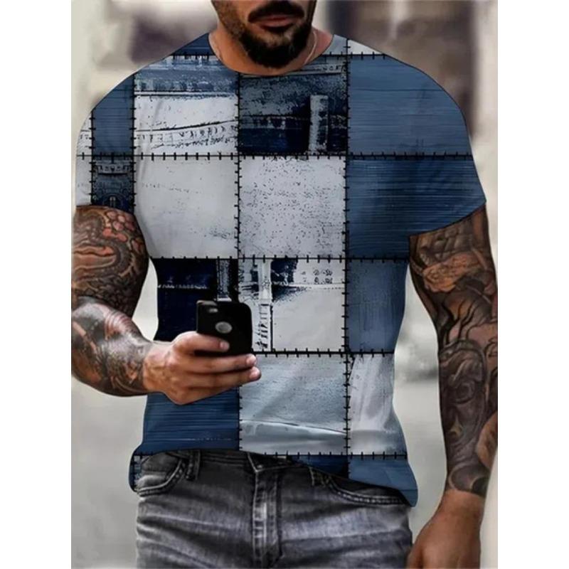 Digital Patchwork Graphic 3D Print Men's T Shirt Men Designer Men's Summer Clothes Short Sleeve Tee Street Tops