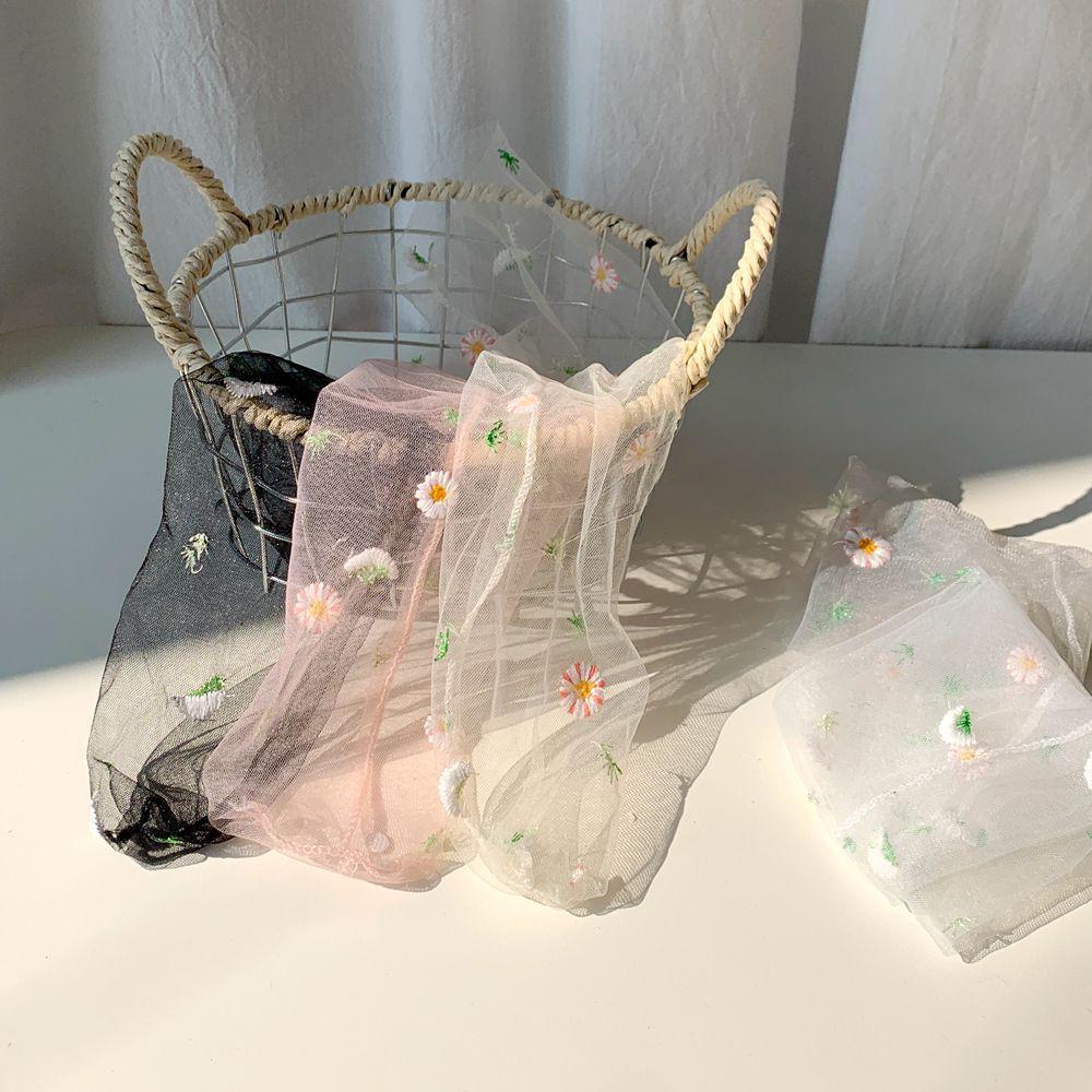 Kawaii Socks Women Summer Ultra-thin Transparent Loose Long Socks Floral Embroidery JK Lolita Sweet Girls Cute Mesh Lace Socks