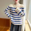 100% Wool Striped Sweater: Thick, Warm, Versatile Knitwear for Autumn/Winter