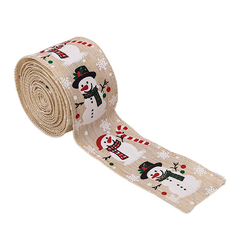 Рождественская лента Проволочная рождественская лента Лента со снеговиком Для рождественской елки Упаковка подарков Поделки Венок Гирлянда Бант Декор