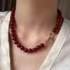 Vermilion Red Beaded Vermilion Red Beaded Necklace Light Luxury Clavicular Chain Agate Choker Girl