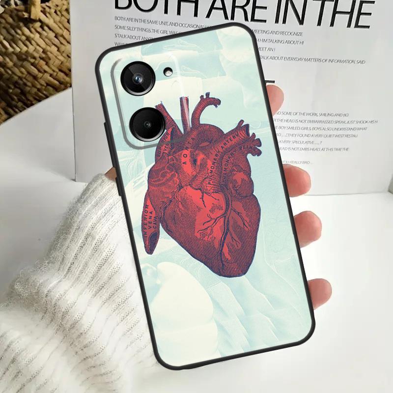 Anatomical Heart Anatomy Case For Realme C67 C55 C53 C51 C35 C33 C31 C30 C25s C21Y GT Neo 5 GT5 9 10 11 12 Pro Plus