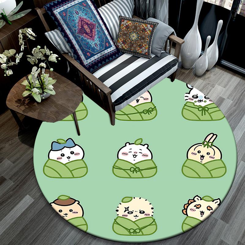 Usagi2 Round Area Rug,Carpet Rug for Living Room Bedroom Sofa Playroom Decor,Non-slip Floor Mat