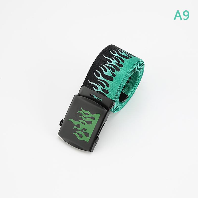 Hip Hop Men'S Canvas Belt Personalized Casual Flame Belt Designer Belts For Women Cowboy Strap Punk